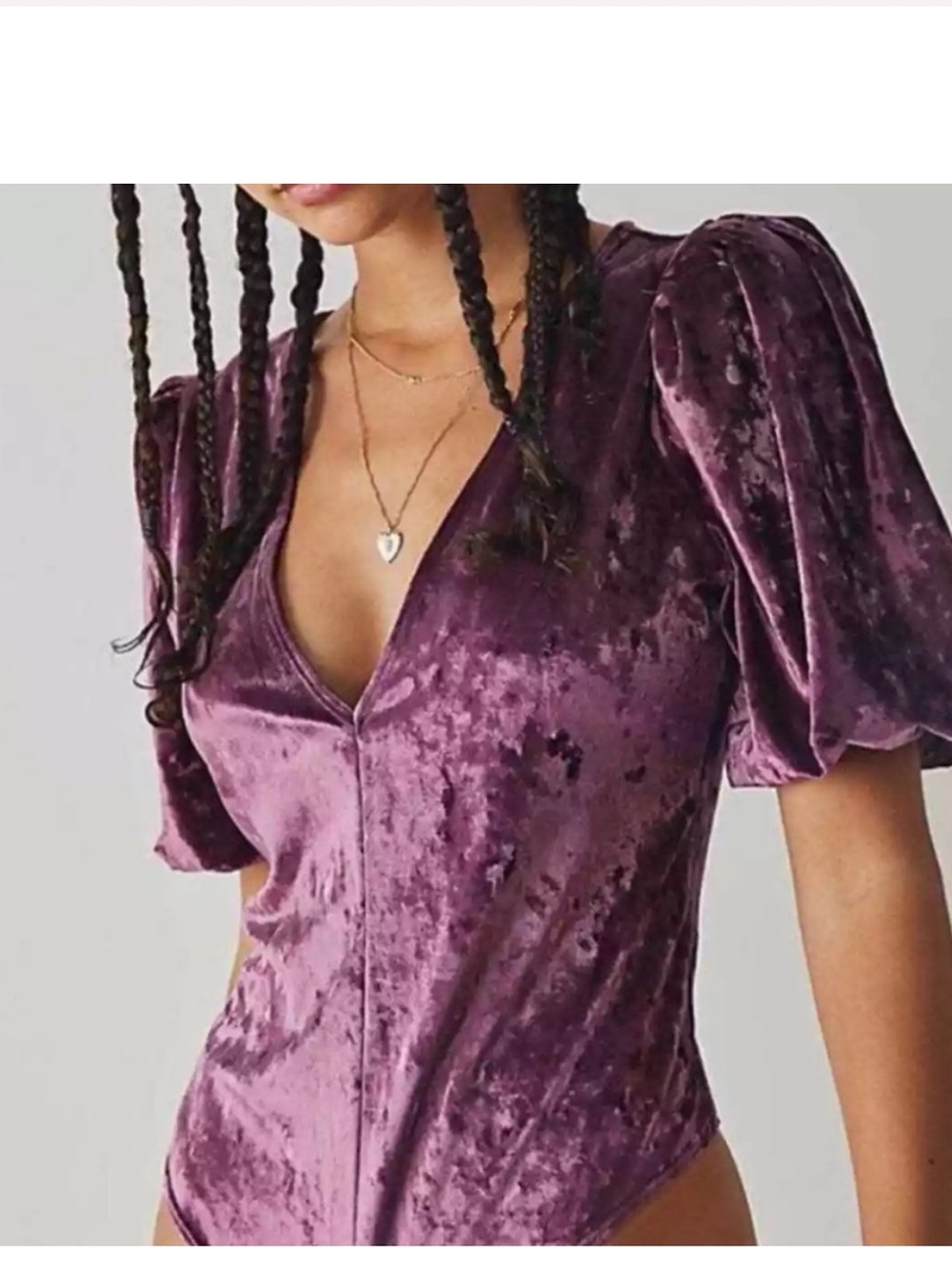 Intimately Free People Don't You Wish Velvet Bodysuit in Purple Small